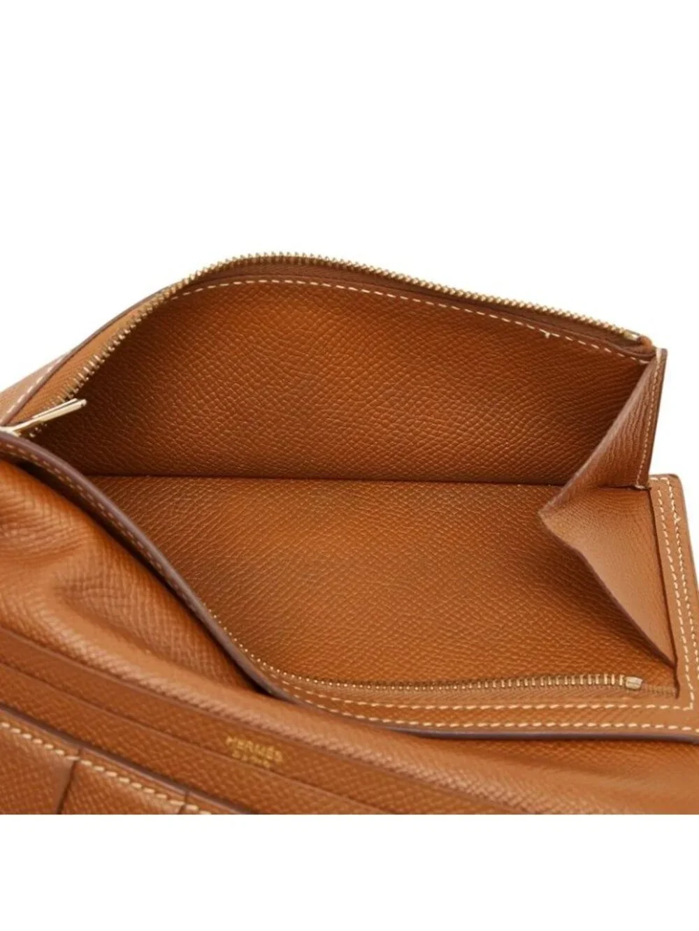 Hermes Bearn Souffle Folding Wallet Brown Gold Veau Epsom